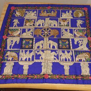 Hermes Torana Silk Scarf 90 blue